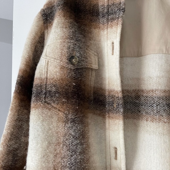 Plaid Tan and Brown Women's Jacket - Picture 2 of 5